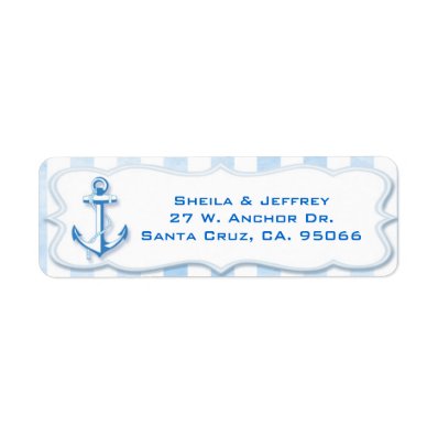 Blue Sailing Anchor Nautical Wedding Label