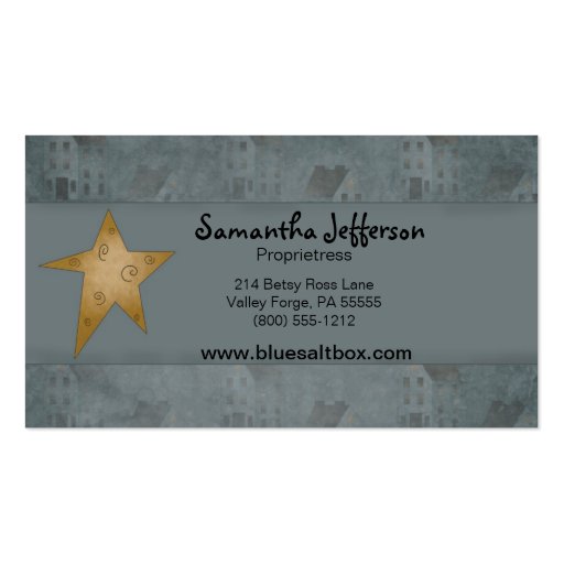 Blue Saltbox Primitive Country Business Card (back side)
