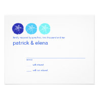 Blue Sand Dollar Wedding RSVP card Personalized Invitation