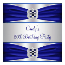Blue Sapphire Diamond 50th Birthday Invitation