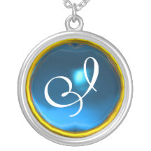 Blue Sapphire Gem  Monogram Jewelry