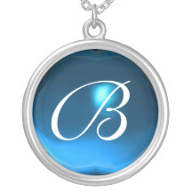 Blue Sapphire Gem  Monogram Personalized Necklace