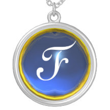 Blue Sapphire Gem  Monogram Personalized Necklace