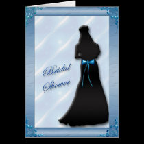 Blue Satin Bride Bridal Shower Invitation cards