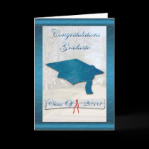 Blue Satin Graduation Card cards