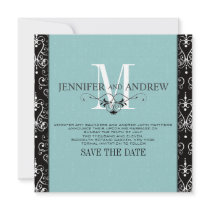 Blue Save the Date Chandelier Announcement