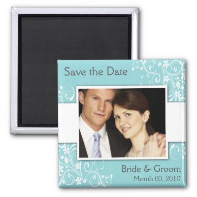 Blue Save the Date photo magnets