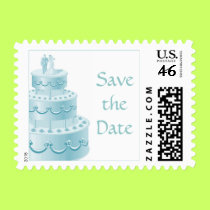 Blue Save the Date postage postage by wedding_tshirts Blue Save the Date postage postage