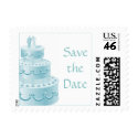 Blue Save the Date postage postage by wedding_tshirts Blue Save the Date postage postage