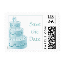 Blue Save the Date postage postage by wedding_tshirts Blue Save the Date postage postage