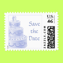 Blue Save the Date postage postage by wedding_tshirts Blue Save the Date postage postage