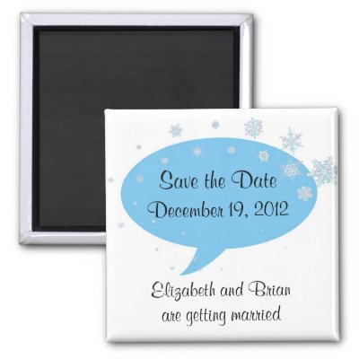 Blue Save the Date Snowflakes Wedding Magnet