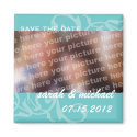 Blue save the date wedding announcement photo magnets