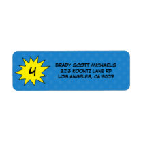 Blue Save the Day Superhero Return Address Labels