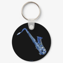 Blue Saxophone Keychain by keychains_1 Blue Saxophone Keychain
