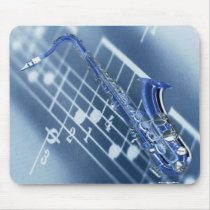 Blue Saxophone Mousepad by Buddhans_Mousepads Blue Saxophone Mousepad