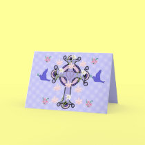 Blue scalloped cross cards