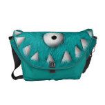 Blue Scary Furry Monster Messenger Bag