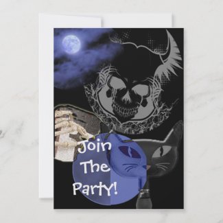 Blue Scary Halloween Party Invitations invitation