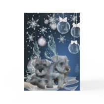 Blue Schnauzer Puppies Christmas Cards