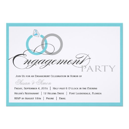 Blue Script Engagement Party Invitation