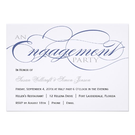 Blue Script Engagement Party Invitation
