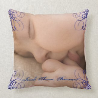 Blue Scroll Corner Baby Keepsake Pillow