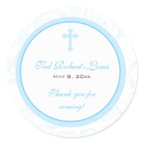 Blue Scroll Cross Address Label/Favor Sticker