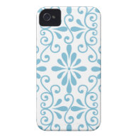 Blue Scroll Work Barely There iPhone 4 Case
