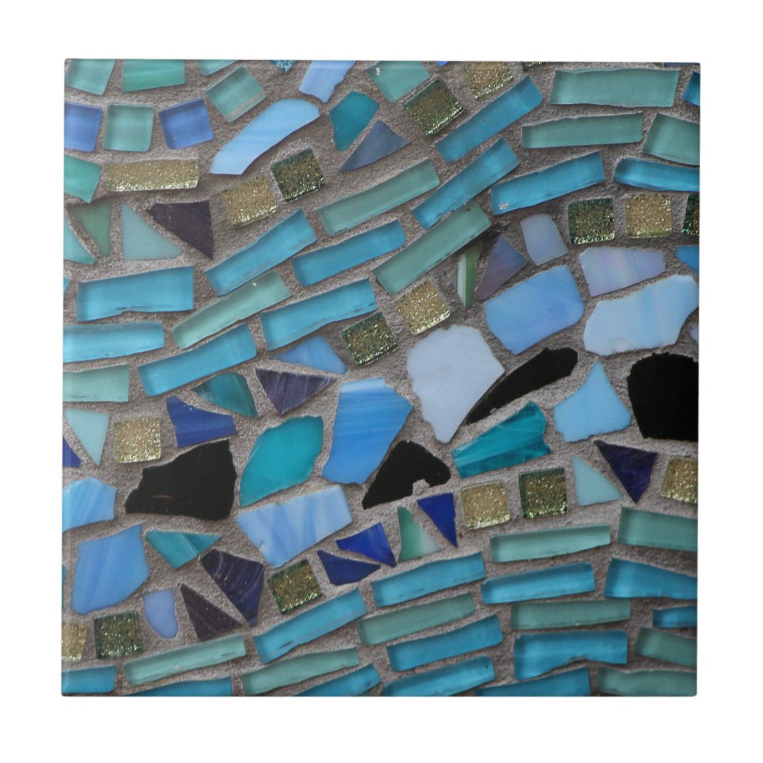 Blue Sea Glass Mosaic Tile Zazzle