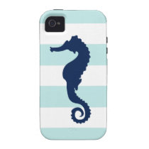 Blue Sea Horse on Mint Stripes casemate cases