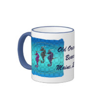 Blue Sea Horse Race. mugs by Bourgriver Blue Sea Horse Race. mugs