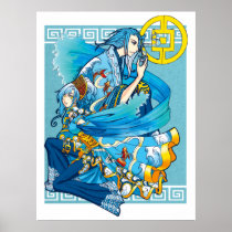 Blue Sea of White Waves Poster Print posters