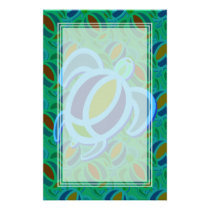 Blue Sea Turtle Blank Stationery