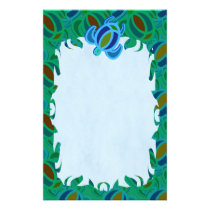 Blue Sea Turtle Flame Stationery