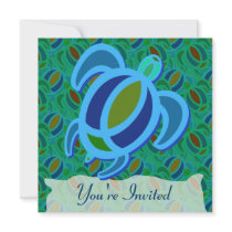 Blue Sea Turtle Invitations