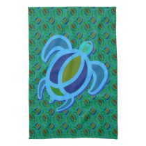 Blue Sea Turtle Kitchen Towels