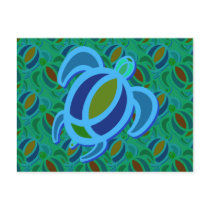 Blue Sea Turtle Postcard
