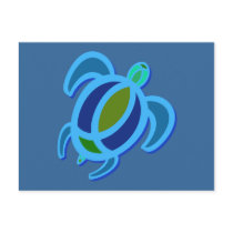 Blue Sea Turtle Postcard