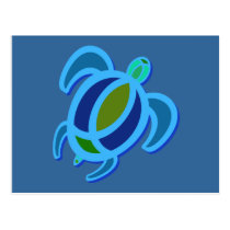 Blue Sea Turtle Postcard