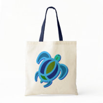 Blue Sea Turtle Totebags