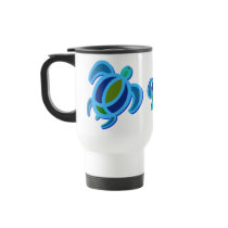 Blue Sea Turtle Travel Mugs