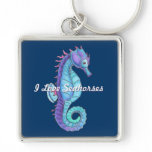 Blue Seahorse Keychain