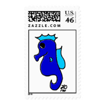 blue seahorse stamp