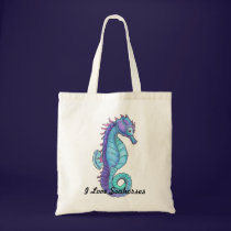 Blue Seahorse Tote Bag bags