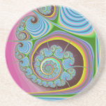 Blue Seashell Spiral Fractal Beverage Coaster