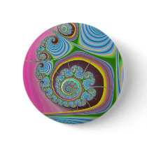Blue Seashell Spiral Fractal Pin
