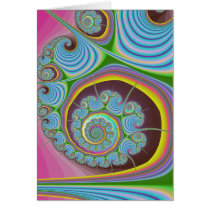 Blue Seashell Spiral Fractal Cards
