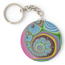 Blue Seashell Spiral Fractal Key Chains