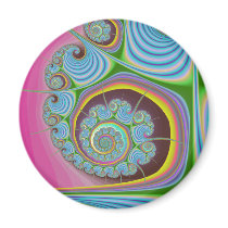 Blue Seashell Spiral Fractal Fridge Magnet